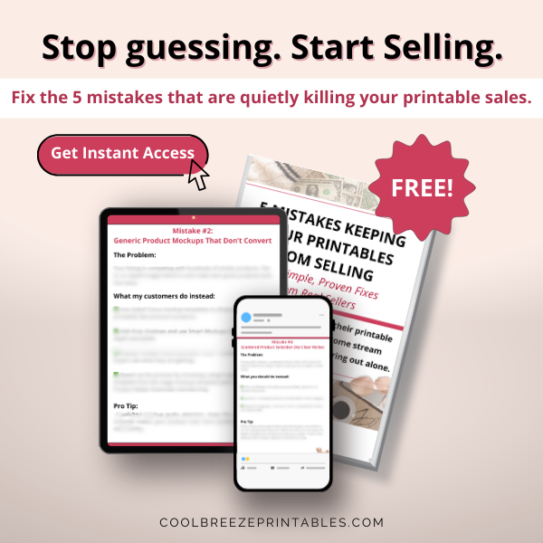 Fix the 5 Mistakes Killing Printable Sales plus Image of Ebook
